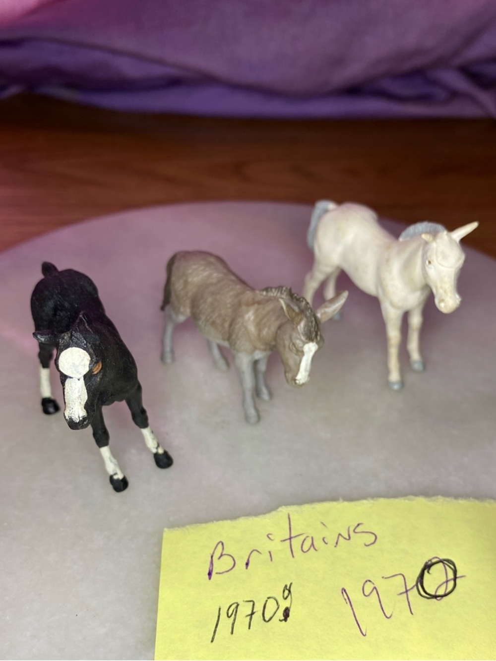 Vintage 1970 BRITAINS Plastic DONKEY & 2 Colt/Horses Farm Animal Set